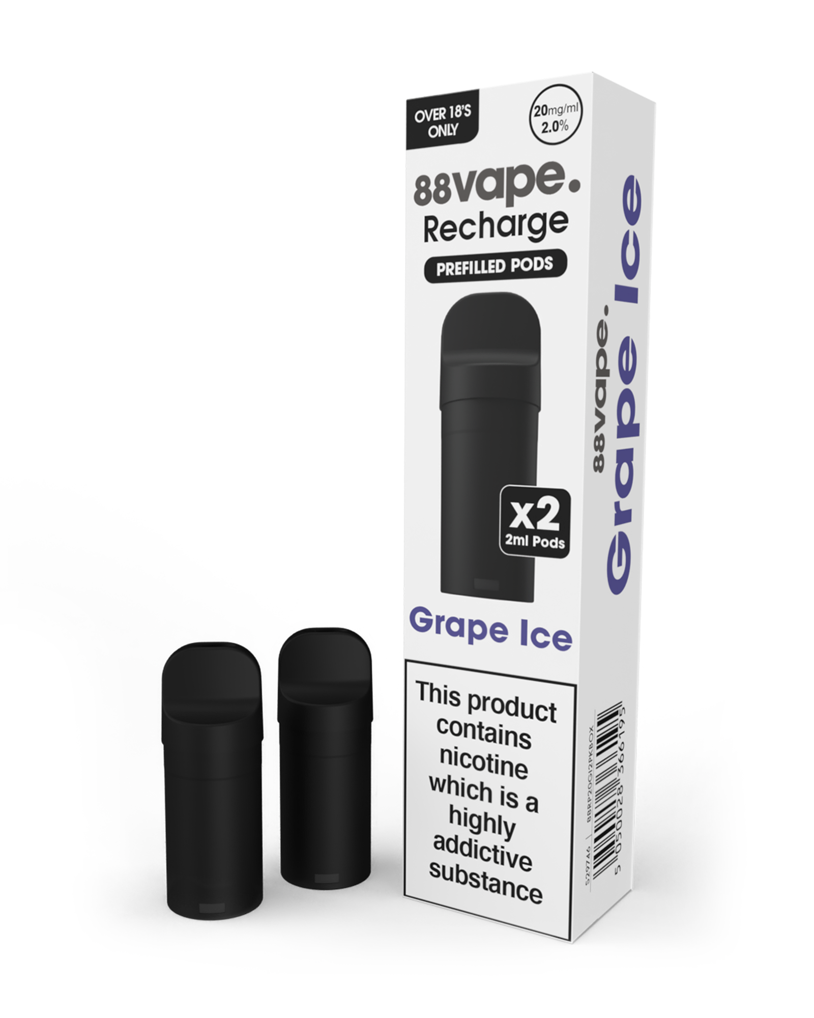 88Vape Recharge Grape Ice Pods (x2)