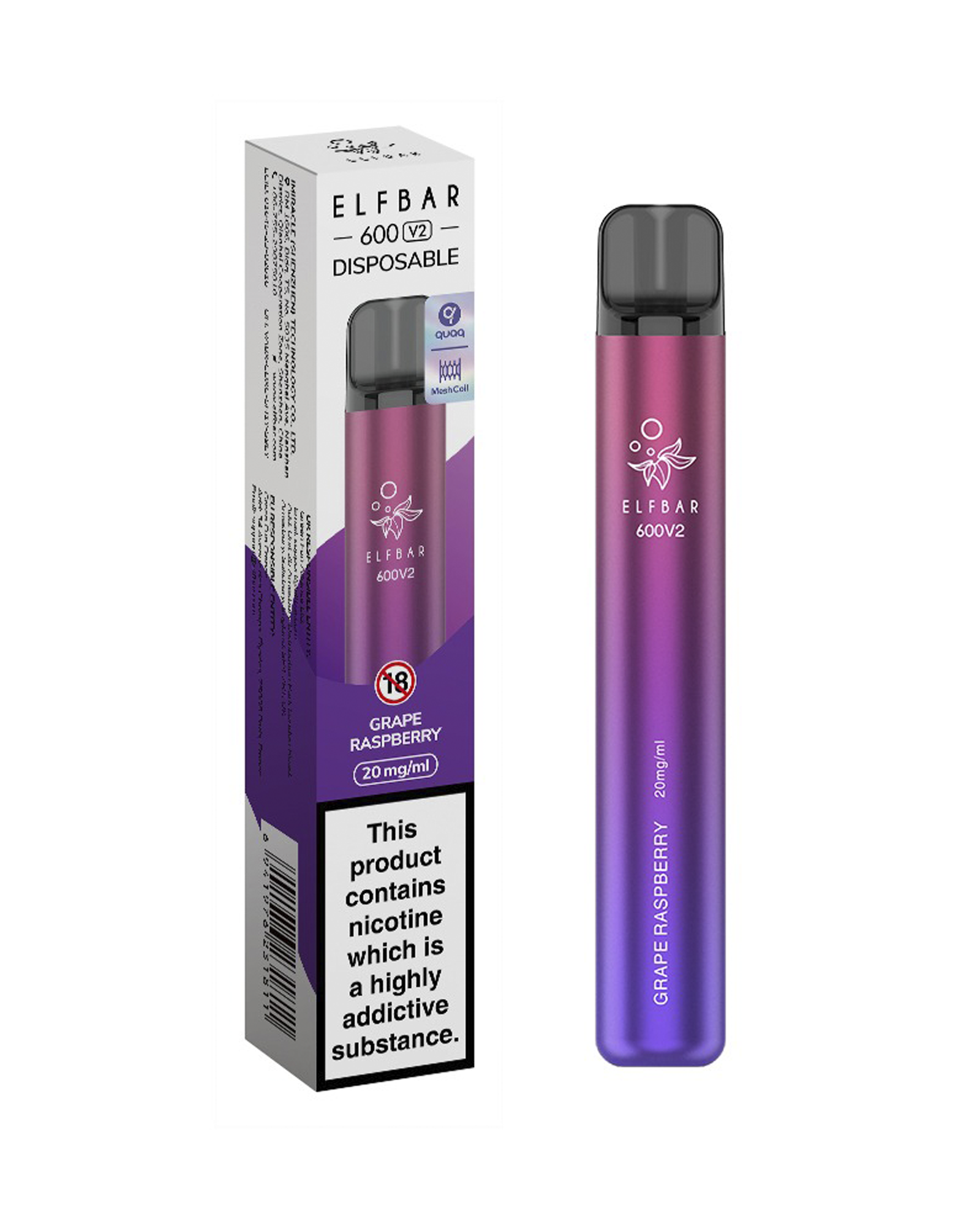 ELFBAR 600 V2 Grape Raspberry Disposable